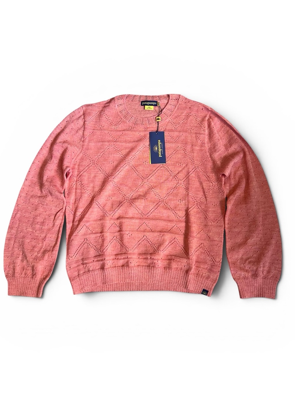 Patapampa Women’s Sz M NWT Coral Angora Sweater Pointelle Crewneck Pullover